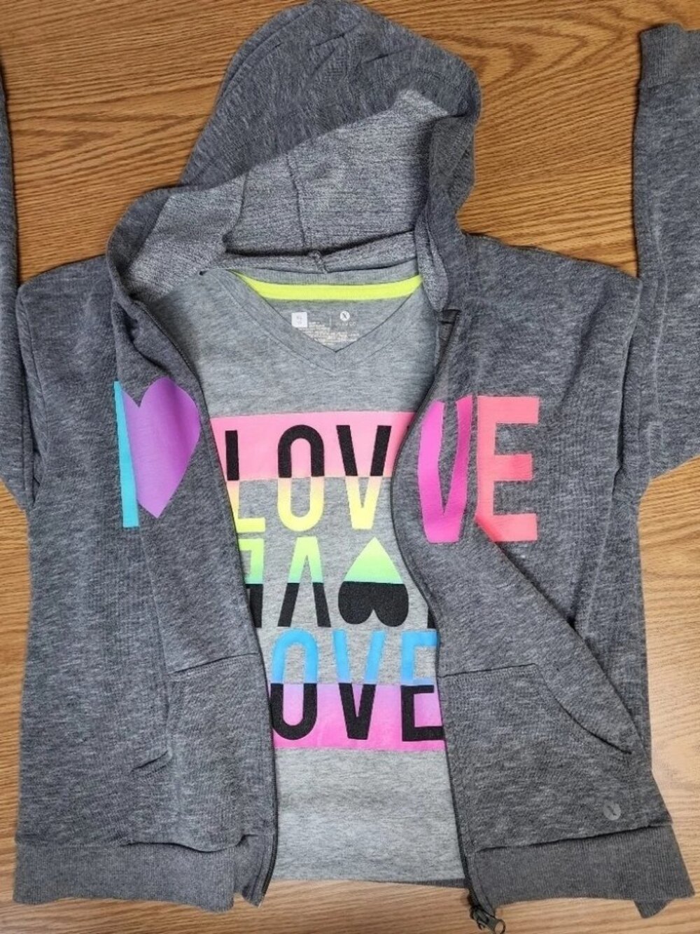 Xersion Girls Sz XL Full Zip Hooded Sweatshirt & T-shirt Set